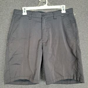 Travis Mathew Shorts Mens 32 Charcoal Gray Stretch Herringbone Blue Striped